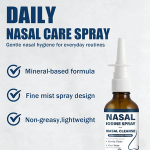 Nutramd Iodine Nasal Spray, Daily Nasal Cleanse & Care Mist with Iodine & Fulvic Acid, Fine Mist Non-Medicated Nasal Spray for Dry Air, Travel & Daily Use(1Pc)