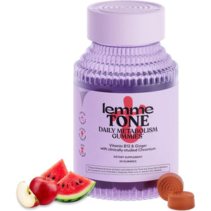 Lemme Tone Metabolism & Body Toning Gummies with Apple Cider Vinegar, Clinically Studied Chromium & B12, Blood Sugar & Weight Management Support, Watermelon Apple Flavor, 60 Count, 30-Day Supply
