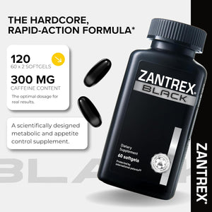 Zantrex Black – Naturally Boost GLP-1 & Metabolism Support | Thermogenic Energy, Weight Management Formula | 60 Pills