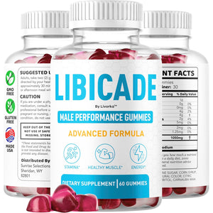 Libicade Gummies - Official Libicade Premium Supplement Gummy for Men - Maximum Strength, All Natural Drive Advanced Formula Daily Support Overall Health & Wellness, 60 Gummies for 1 Month