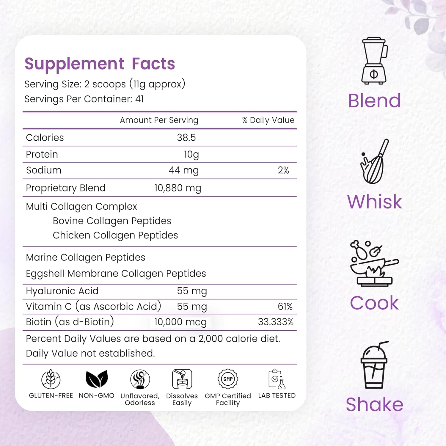 Multi Collagen Peptides Powder, 1 Pounds Collagen Powder- Type I,II,III,V,X with Biotin, Hyaluronic Acid Powder, Vitamin C - Unflavored Collagen Protein Powder - Keto & Paleo, Easy Dissolve