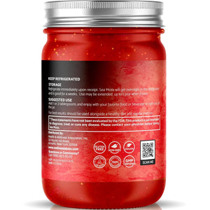 Sea Moss Gel - Wildcrafted Seamoss Gel Superfood - Strawberry Flavor Irish Sea Moss Vitamin and Mineral-Rich from Pristine Caribbean Waters, Immune and Digestive Health Support - 10 Oz.