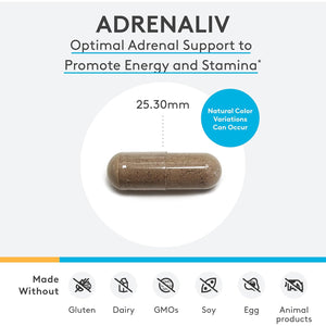 XYMOGEN Adrenaliv - Adrenal Support Supplement* - Stress Response, Energy & Stamina Support* - Non-Gmo, Gluten-Free, Dairy Free - 120 Capsules