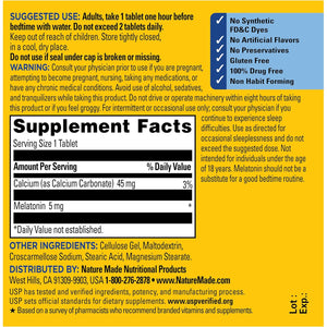 Nature Made Melatonin 5Mg Extra Strength Tablets, 100% Drug Free Sleep Aid, Sleep Supplements for Adults, 300 Tablets, 300 Day Supply