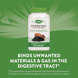 Nature'S Way Activated Charcoal, Binds Unwanted Materials and Gas*, 560Mg per Serving, 360 Capsules