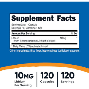 Nutricost Lithium Orotate (10Mg) 120 Capsules - Vegan Lithium Supplement, Gmo-Free, Gluten-Free