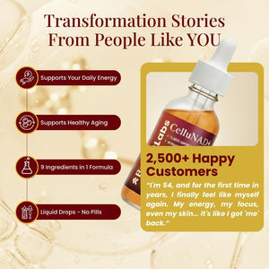 Liposomal NAD+ Supplement Liquid Drops - High Potency NMN Alternative for Cellular Energy, Healthy Aging & Brain Fog - Fast-Absorbing NAD Liquid Formula (2Oz)