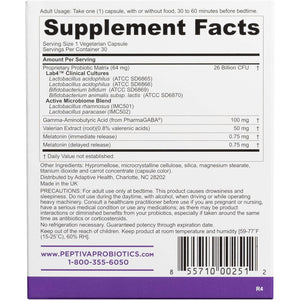 Peptiva 26 Billion CFU Probiotic and Sleep Support - Clinically Validated Multi-Strain Probiotic - Lactobacillus and Bifidobacterium, Melatonin - 30 Count