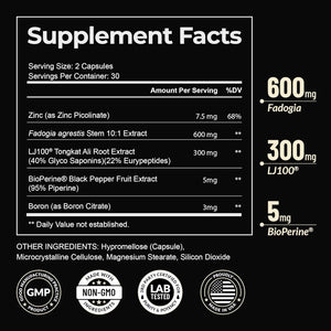 Earth Elixir LJ100 Tongkat Ali & Fadogia Agrestis for Men – Natural Testosterone Supplement - Made in USA & 3Rd Party Tested for Strength, Energy & Vitality - Clinically Studied Tongkat Ali LJ100