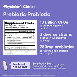 Physician'S CHOICE Prebiotic-Probiotic - Multi-Strain Probiotics & Synergistic Prebiotics -Designed for Digestive Health, Supporting Gut Microbiome - Powerful Prepro for Gut Health - for Women & Men