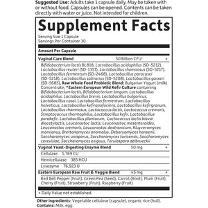 Garden of Life Raw Probiotics Vaginal Care - 50 Billion CFU - 38 Probiotic Strains - Supports Vaginal & Urinary Tract Health - Shelf Stable - 30 Vegetarian Capsules