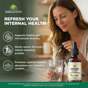 HEBRALICIOUS Wormwood Black Walnut Clove Parasite Cleanse – Herbal Liquid Drops with Pumpkin Seed, Garlic & Oregano Oil – Alcohol-Free Tincture Supplement, 4 Fl Oz (120 Ml)