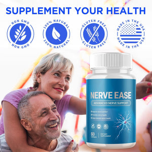 Nerve Ease Capsules, Nerveease Pills with All Natural Ingredients, Advanced Overall Health and Wellness Vitamin Supplement Formula for Maximum Strength Multivitamins Support (60 Capsules)
