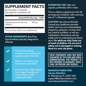 DHEA 50Mg per Serving Supplement for Hormone Balance - Supports Energy for Men and Women - Dehydroepiandrosterone Capsules for Mood, Aging & Vitality - Non-Gmo, Vegan - 60 Capsules, 2-Month Supply
