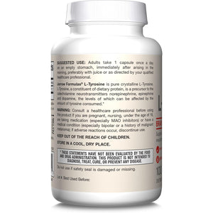 Jarrow Formulas® L-Tyrosine 500 Mg, Dietary Supplement, Amino Acid Supplement for Brain Health Support, 100 Capsules, 100 Day Supply