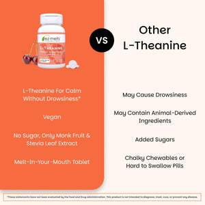 EZ Melts L-Theanine 200 Mg - Stress & Relaxation Support Supplement - No Artificial Flavors - No Drowsiness - Non-Gmo & Vegan - Sweet Cherry - 60 Dissolvable Tablets (30 Servings)