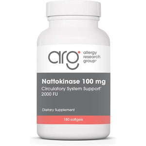 Allergy Research Group ARG Nattokinase 100 Mg - Supplement to Support Healthy Circulation - Delivers 100 Mg Nattokinase NSK-SD from Fermented Soybeans per Serving - 180 Servings - 180 Capsules