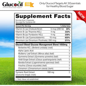 Glucocil – Vegetarian Capsules - Premium Blood Sugar Support - Supports the 3 Essentials for Healthy Blood Sugar - with Berberine, Proprietary Mulberry Leaf, and More