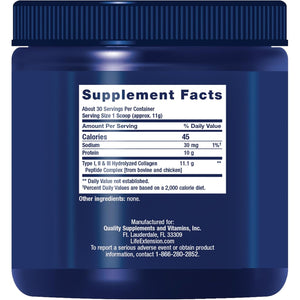 Life Extension Collagen Peptides for Skin & Joints, Collagen Types I, II & III in an Easy-Mix Powder, Gluten Free, Non-Gmo, Net Weight 343 Grams