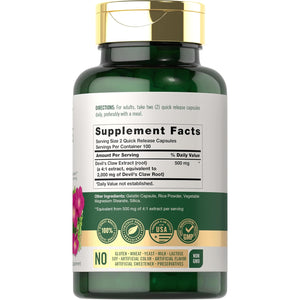 Carlyle Devils Claw Herbal Supplement | 200 Capsules | Non-Gmo & Gluten Free Formula