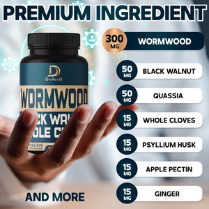 DEDICAD 12In1 Wormwood Black Walnut Clove Capsules - Immune, and Mood Support - 3 Month Supply - 90 Vegan Capsules