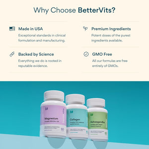Bettervits Collagen Peptides Complex with Hyaluronic Acid & Turmeric | Hydrolyzed Marine Collagen Supplements for Women & Men | Collagen with Vitamin C for Skin, Hair, Nails & Joints – 60 Capsules