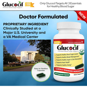 Glucocil – Vegetarian Capsules - Premium Blood Sugar Support - Supports the 3 Essentials for Healthy Blood Sugar - with Berberine, Proprietary Mulberry Leaf, and More