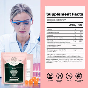 Premium Feminine Balance Gummies for Women - Hawaiian Pineapple Gummies for Women Ph, Support Probiotic - Immune Health - Gluten-Free with Vegetarian Friendly - Vitamin C - 60 Count