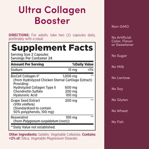 Nature’S Bounty Optimal Solutions Ultra Collagen Booster for Healthy-Aging Supplement, Resveratrol, Hyaluronic Acid – Collagen Capsules for Women, 48 Capsules