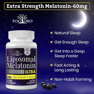 Fogoro Melatonin 60Mg-Fall Asleep Faster, Stay Asleep Longer,High Dose, 60 Count(Pack of 2)