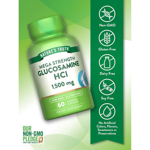 Nature'S Truth Glucosamine HCI 1500Mg | 60 Caplets | Mega Strength | Non-Gmo & Gluten Free Supplement
