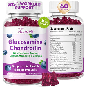 2 Pack Glucosamine Chondroitin Gummies - Glucosamine Chondroitin with MSM, Elderberry, Turmeric, Joint Support Supplement for Adults, Men & Women - Blueberry Flavor, 120 Cts