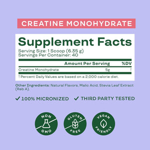 Bloom Nutrition Creatine Monohydrate Powder, 5G Micronized Creatine per Serving, Supports Muscle Recovery, Strength, Endurance, Pre or Post Workout, Gluten Free, Non GMO, Raspberry Lemon, 40 SVG, 9 Oz