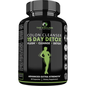 THE ENCLARE NUTRITION Colon Cleanse 15 Day Gut Cleanse Pills - Colon Cleanser for Women & Men - Psyllium Probiotic Laxatives for Constipation, Bloating Relief, Detox Cleanse Weight Loss Support (1)
