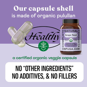 Organic Grape Seed Capsules – 520Mg, 100 Count – Polyphenols & OPC Antioxidants