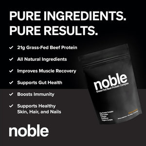 Noble All-In-One Chocolate Protein Powder, 21G Grass-Fed Beef Protein & Collagen, Colostrum & Organ Blend, Whey-Free, Seed Oil-Free, Zero-Carb, 30 Servings (1.75Lbs)