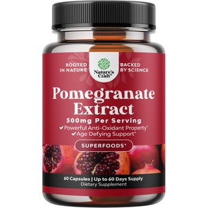 Advanced Pomegranate Extract Capsules - Powerful Antioxidant & Healthy Heart Support - Easy to Swallow Pomegranate Supplement - Superfood for Energy & Gut Health Support - Third Party Tested - 60 Ct