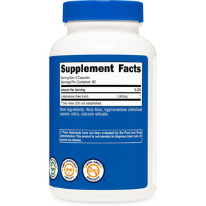 Nutricost L-Methionine (1,000 Mg) 120 Capsules - 60 Servings, Gluten-Free, Gmo-Free