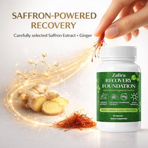 Zafira Recovery Foundation Capsules – Mental Clarity, Hair & Mood Support, Natural Herbal Formula with Saffron Extract, Ginger Extract, L-Theanine, Myo-Inositol, Non-Gmo, 60 Capsules