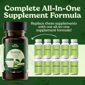 Serene Herbs 17-In-1 Sea Moss Capsules with Irish Seamoss, Black Seed Oil, Ashwagandha, Turmeric & Bladderwrack - Advanced Immunity, Energy & Gut Support - Natural Herbal Supplement - 60 Count