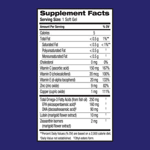 Ocuvite Eye Performance Vitamin & Mineral Supplement, Lutein and Zeaxanthin Supplements, Vitamins C, D, E, Zinc, and Omega-3, Helps Protect Eyes from Sun and Blue Light, 30 Softgels