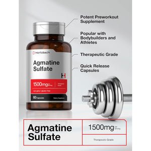 Horbäach Agmatine Sulfate Capsules 1500Mg | 60 Pills | Pharmaceutical Grade | Non-Gmo, Gluten Free Supplement
