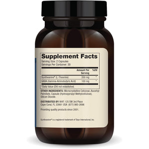 Dr. Mercola L-Theanine plus GABA - Supports Relaxation - Focus & Cognitive Function - Stress Support Supplement - 200 Mg L-Theanine - 100 Mg GABA - 60 Capsules