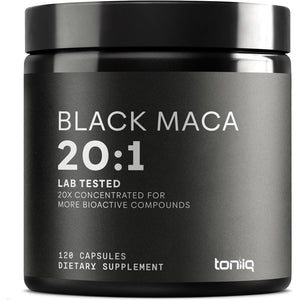 Toniiq Black Maca Root - Ultra High Potency 20:1 Extract - Single Origin, Wildcrafted & Highly Concentrated - Third-Party Lab Tested - 120 Capsules