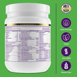 Paradise Herbs ORAC Energy Protein & Greens Powder, Antioxidant Power of 24 Servings of Fruits & Vegetables in 1 Scoop + 20G Protein, Unflavored, 15 Servings