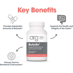 ARG Butyren Colon Lining Nutrition - Supports Gut and Colon Health - Digestive Support - Delivers 200 Mg - Vegetarian & Hypoallergenic - 100 Servings - 100 Delayed-Release Capsules