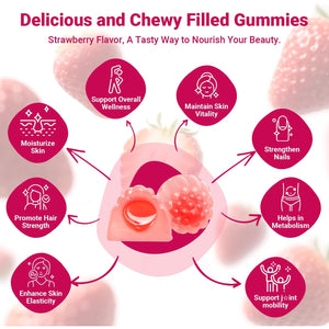 Collagen Gummies for Women, Sugar-Free Hydrolyzed Collagen Gummy with Type I, II, III, V, X Collagen Peptides, Biotin, Hyaluronic Acid & Multivitamins, Promote Skin/Hair/Nail/Bones, 120 Cts