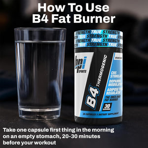 BPI Sports B4 – Extra Strength Natural Fat Burner for Women & Men – Keto-Friendly Fat Burner Capsules, Weight Loss & Appetite Control -Caffeine, Niacin, Quercetin, Yohimbine – 30 Servings – 710Mg