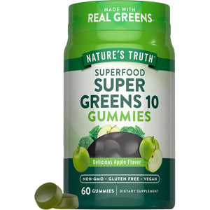 Nature'S Truth Super Greens Gummies | 60 Count | Vegan & Non-Gmo Supplement | Made with Real Greens | Apple Flavor