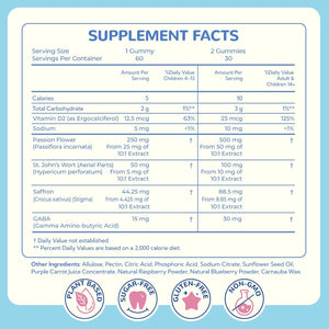 Saffron Gummies for Kids - Saffron with GABA, Passion Flower & St Johns Wort, Sugar Free, Support Mood & Focus Calm Gummies, Natural Berry Flavor (60 Gummies)